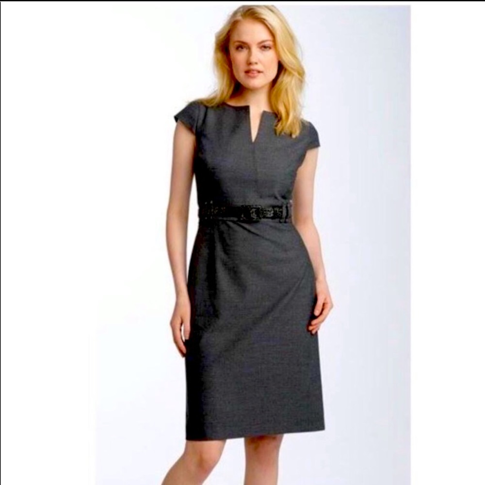 Tahari ASL Bloomingdales Gray Career Sheath Pencil Dress